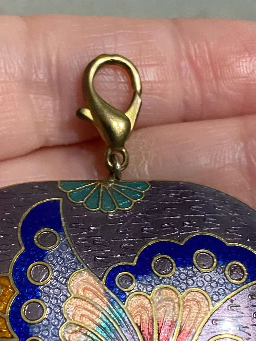 VTG Purple Butterfly Cloisonné Pendant Purse Charm